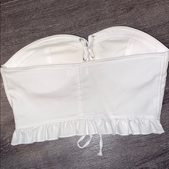 “By The Way” white lace up crop top. Size Medium - Picture 3 of 7